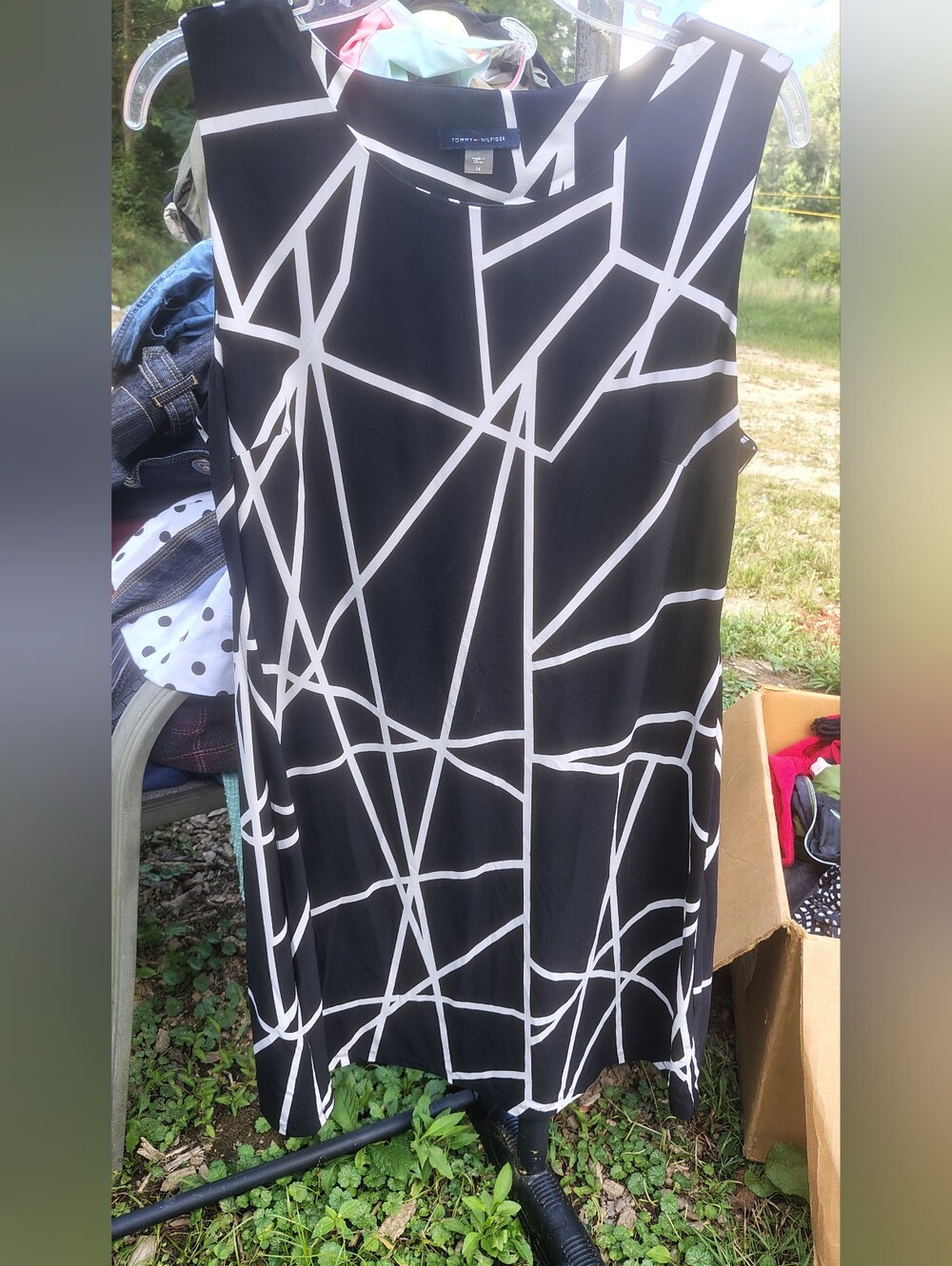 Tommy Hilfiger Black and White Geometric Mini Dress